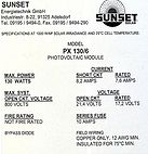 Specification tag from the solar module