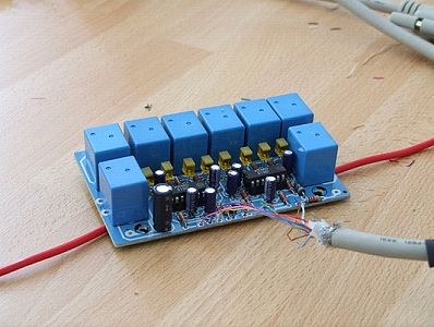 Top view of controller board, with leads attached