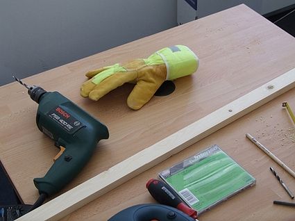 Tools and lumber for the solar panel framework