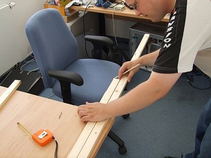 Using one trimmed piece to measure a second keeps lengths consistent.
