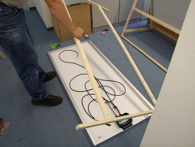 Mating up the framework to the solar panel