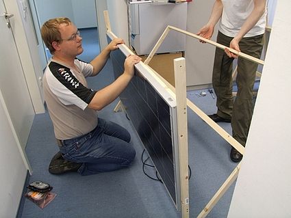 Assembling the complete framework, including solar panel