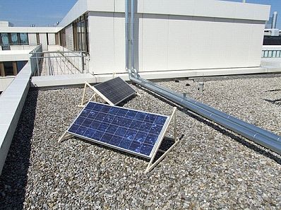 Completed panels up on the rooftop, front view