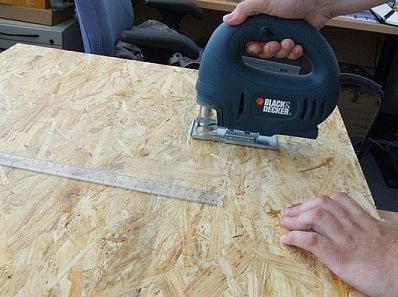 Sawing up the platform panels