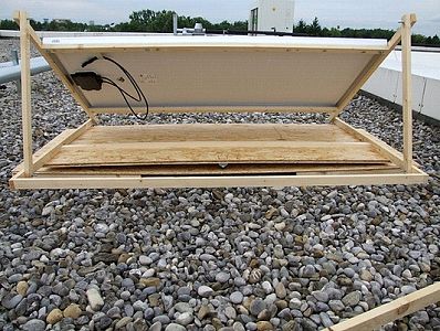 Rear view of completed turntable platform and solar module in situ
