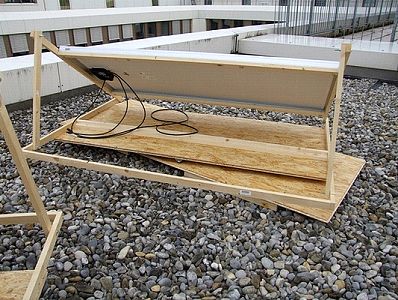Rear view detail for solar panel on turntable