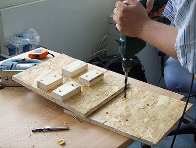 Back side of mounting blocks for pulley attachment